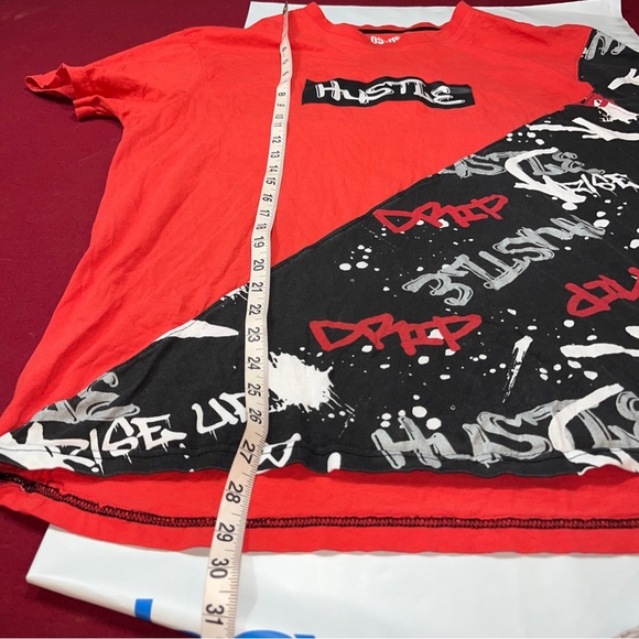 Hustle GS-115 RED Grafitti Art T-Shirt black Splatter Street Hip Hop Drip Men XL - Picture 4 of 9